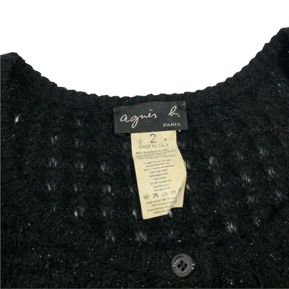 Agnes b Open Knit Cropped Cardigan Shrug Mohair Metallic Sz 2 / M Made in Italy - Picture 5 of 6